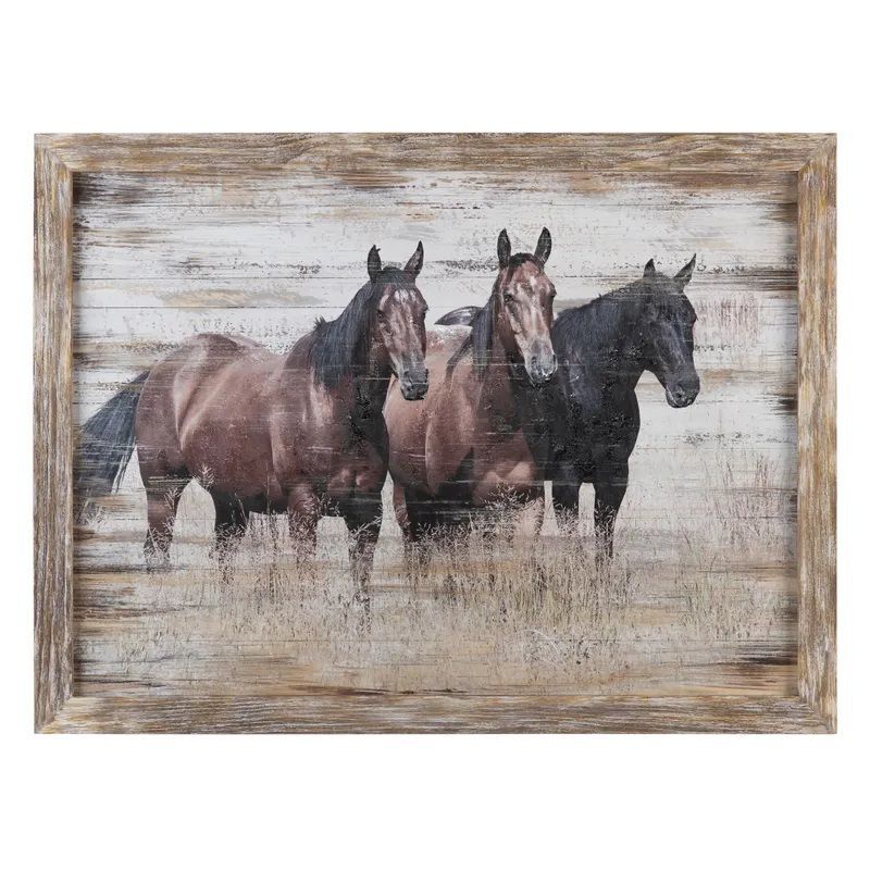 Crestview Collection Hold Your Horses Painting on Wood, 48-In x 36-In