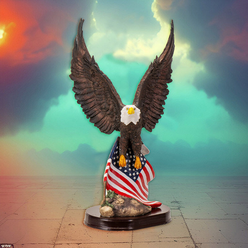 Pacific Trading Eagle With Flag Statue