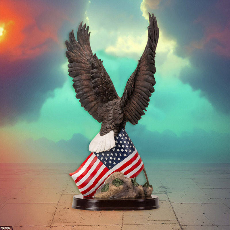 Pacific Trading Eagle With Flag Statue