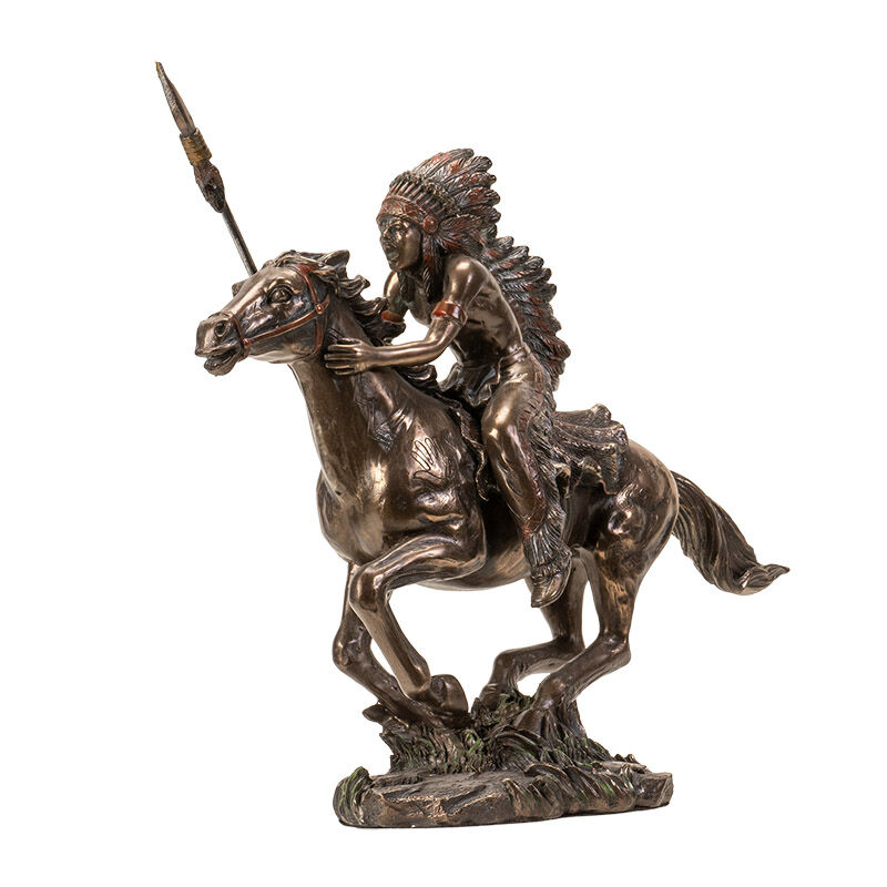 Pacific Trading Indian Warrior On Horse Figure, 10 3/4-In x 3 1/4-In x 8-In