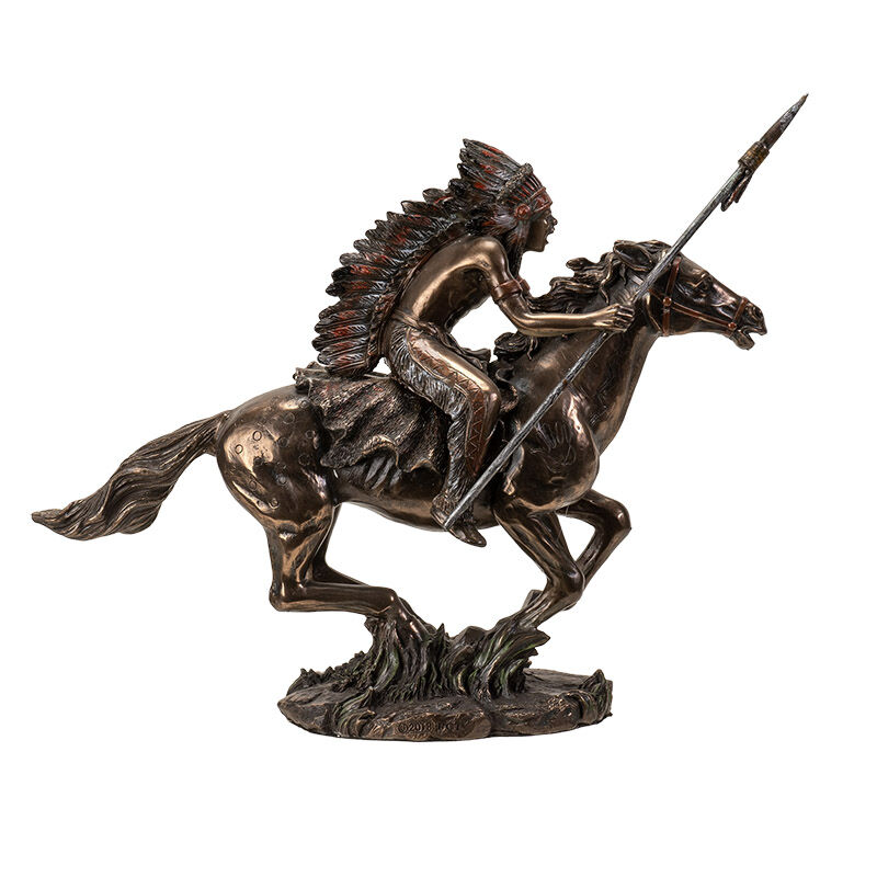 Pacific Trading Indian Warrior On Horse Figure, 10 3/4-In x 3 1/4-In x 8-In