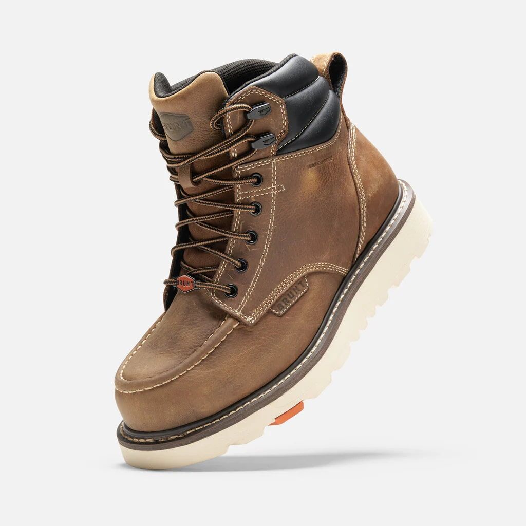 BRUNT Men's the Marin 6-In Welted Waterproof Moc Toe Work Boot in Brown