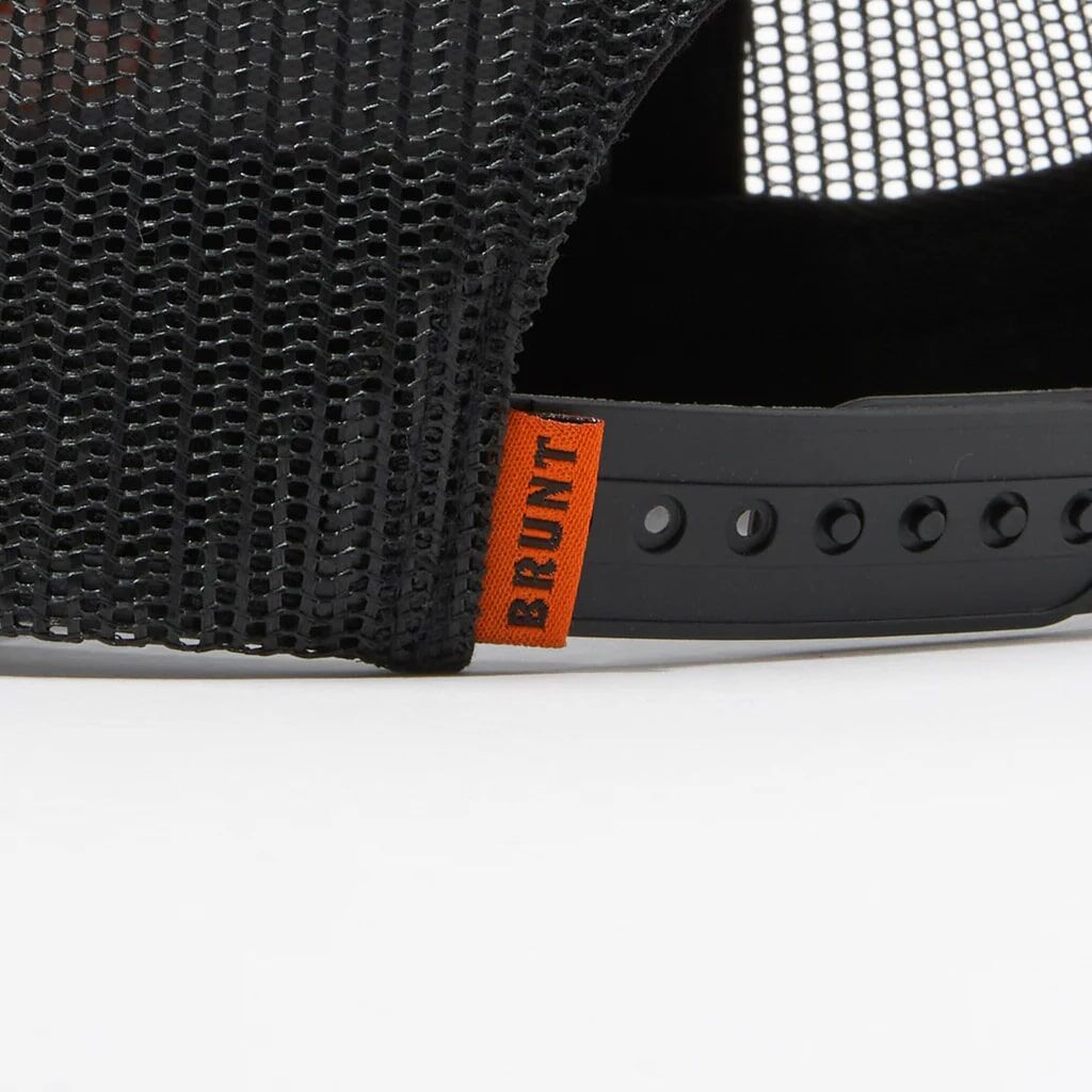 BRUNT Men's Flat Brim Snapback Work Hat With Built In Pencil Holder in Black