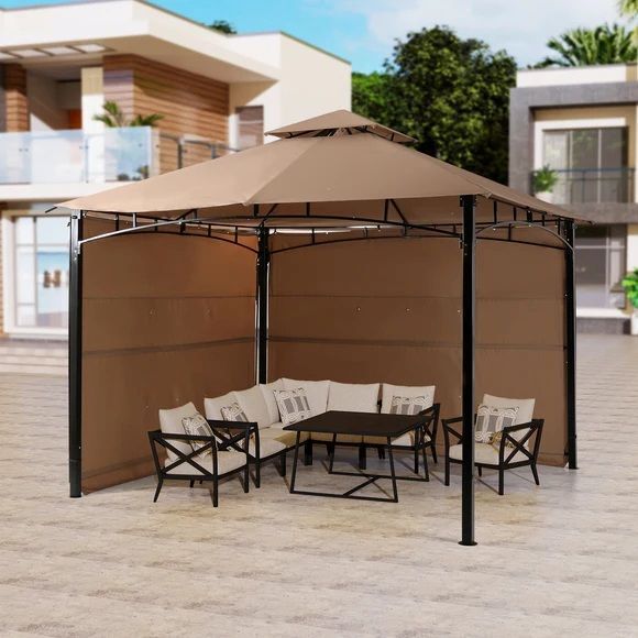 Backyard Expressions Gazebo with Two Extending Side Panels, 10-Ft x 10-Ft