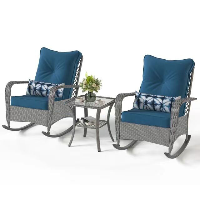 Backyard Expressions Wicker Rocking Set, 3-Pc