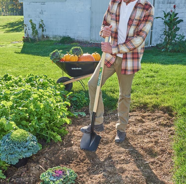 Union Tools Long Wood Handle Digging Shovel, 56-In