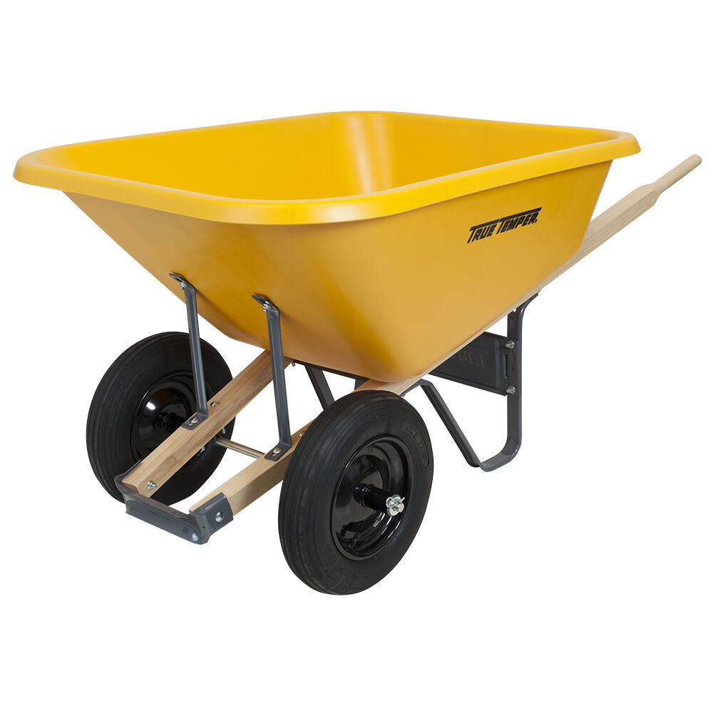 True Temper Poly Wheelbarrow With Dual Wheels, 8 cu. ft.