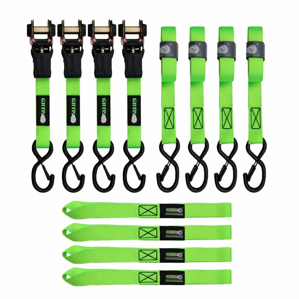 Grip On Tools Ratchet Strap & Soft Loop Set, 8-Pk