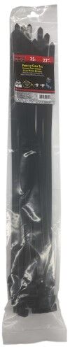 KT Industries UV Black Super Heavy Duty Premium Cable Ties, 22-In, 25-Pk