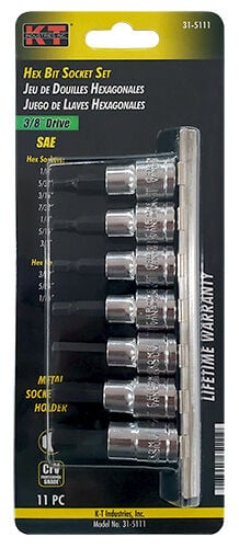 KT Industries 3/8 in. Drive He Bit Socket Set, 11 pack