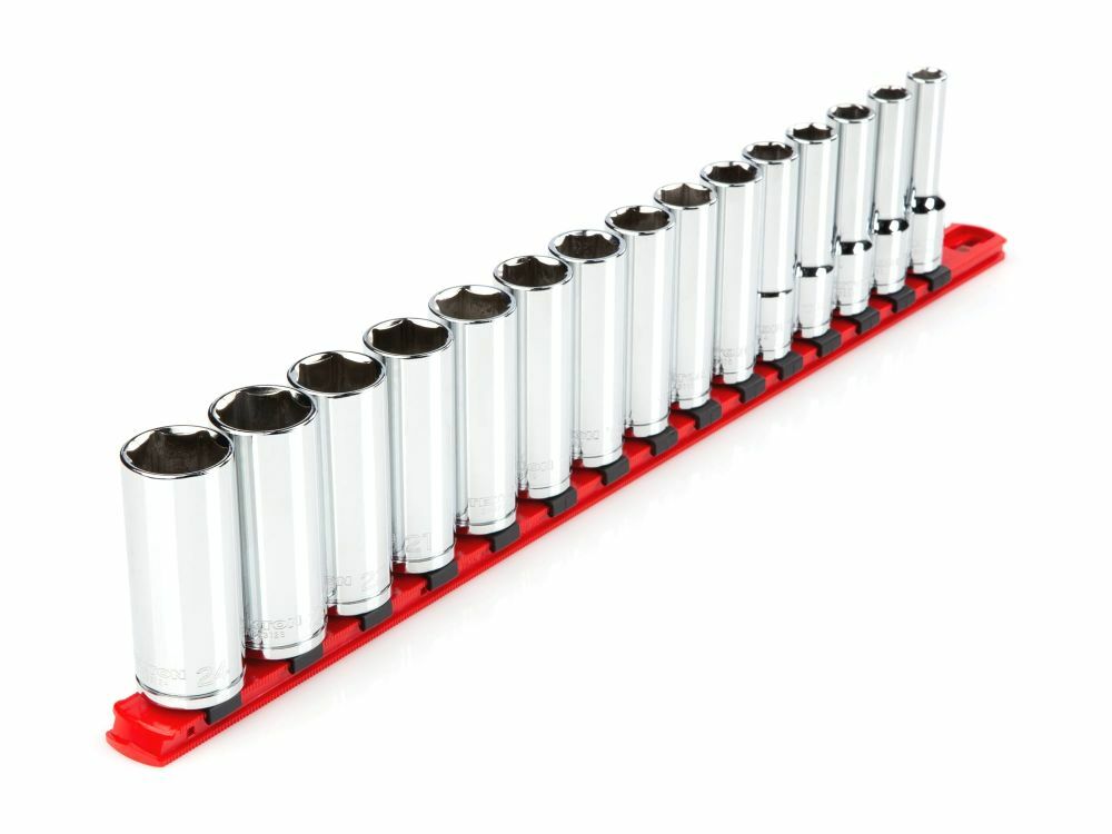 Tekton 1/2 Inch Deep 6-Point Socket Set, 15 Piece