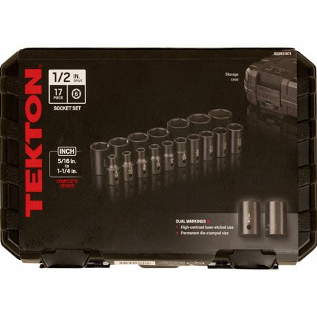 Tekton Dr. Shallow Impact Socket Set - 3/8 - 1 1/4 in