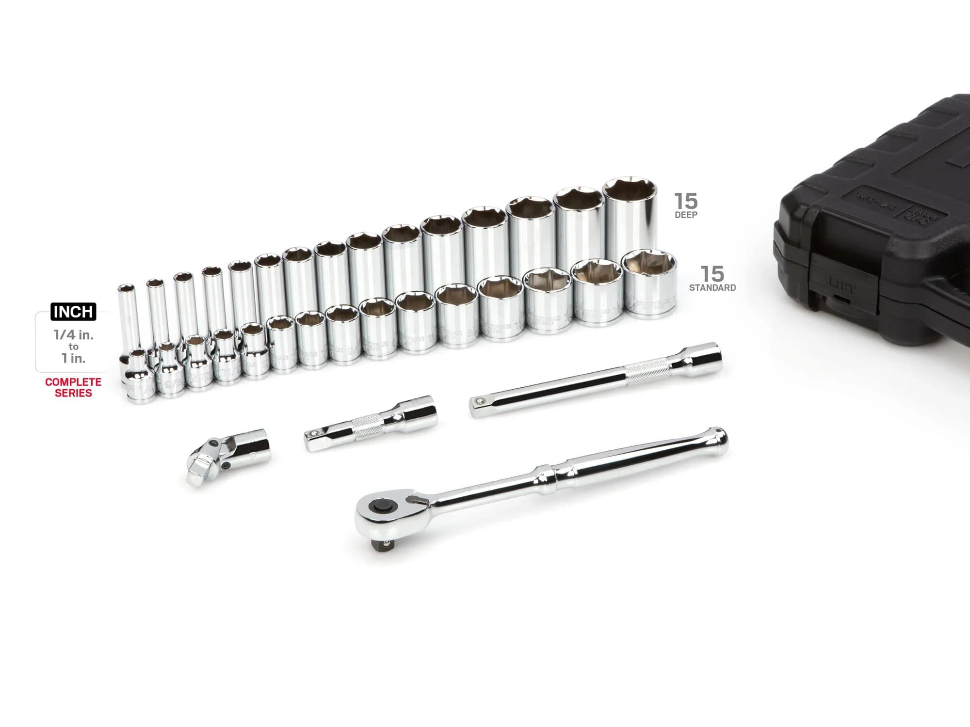 Tekton 3/8-In Drive 6-Point Socket and Rachet Set, 34-Pc