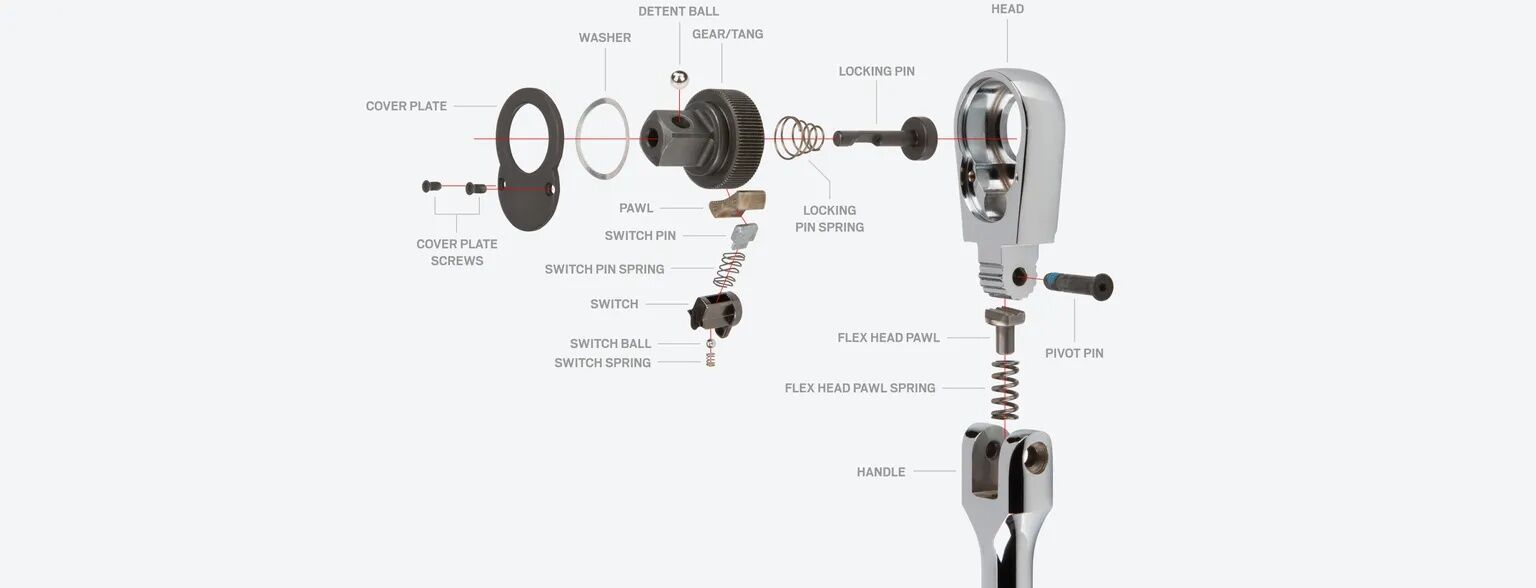 Tekton Polished Long Flex Head Quick-Release Ratchet, 1/2-In Drive, 14-In