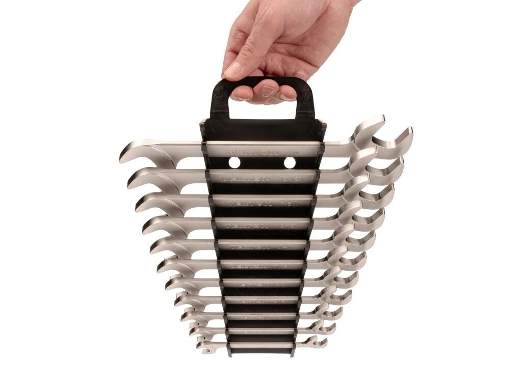 Tekton Angle Head Open End Wrench 11-Pc Set With Holder, 3/8-1-In