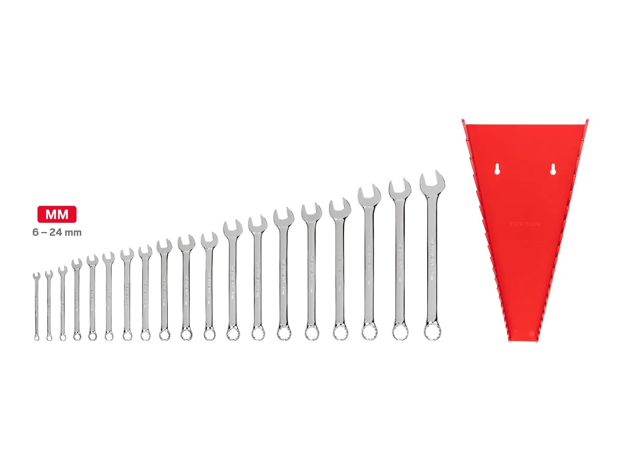 Tekton 6-24mm Combination Wrench Set with Rack, 19-Pc