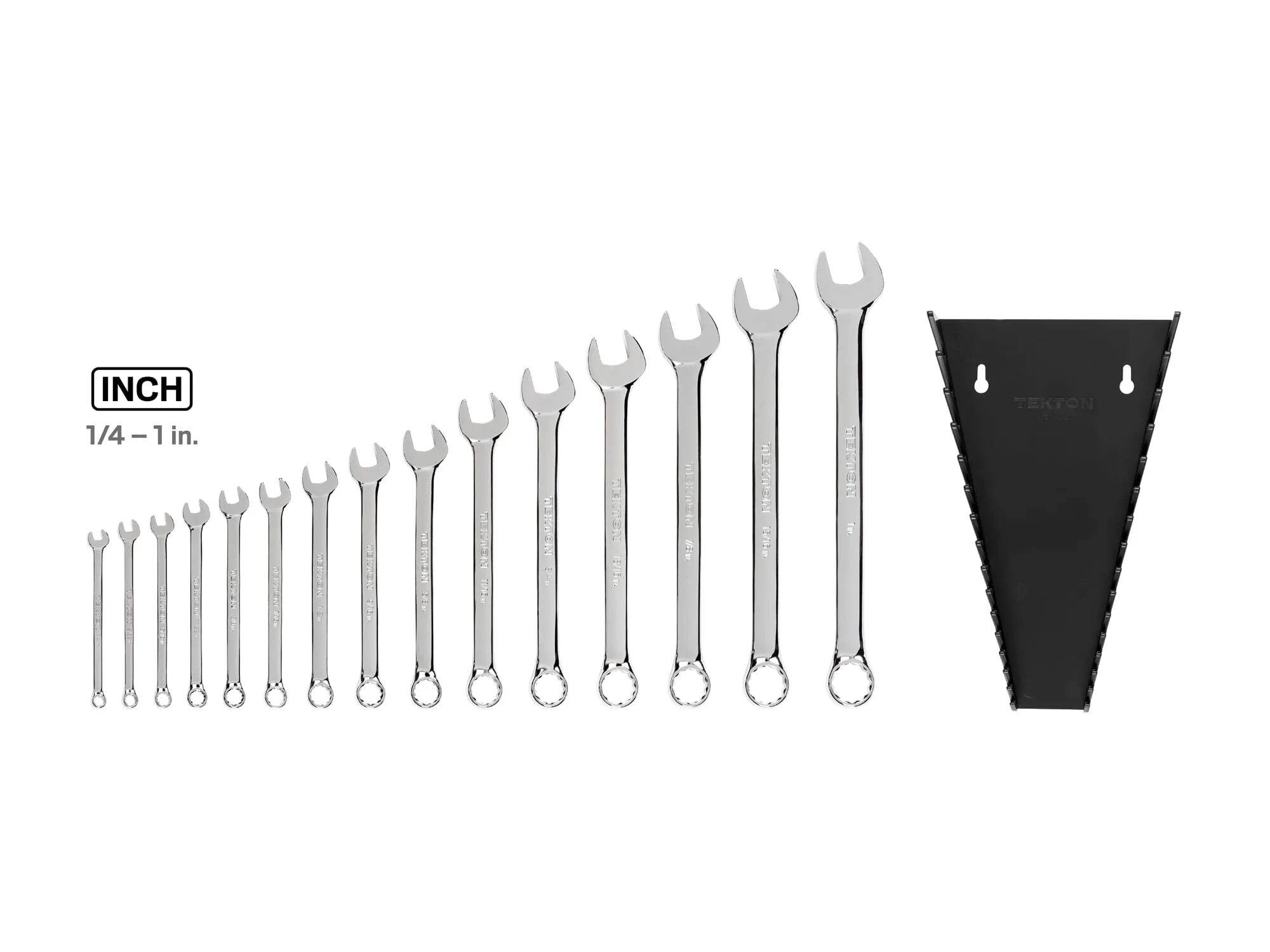 Tekton 1/4-1-In Combination Wrench Set with Rack, 15-Pc