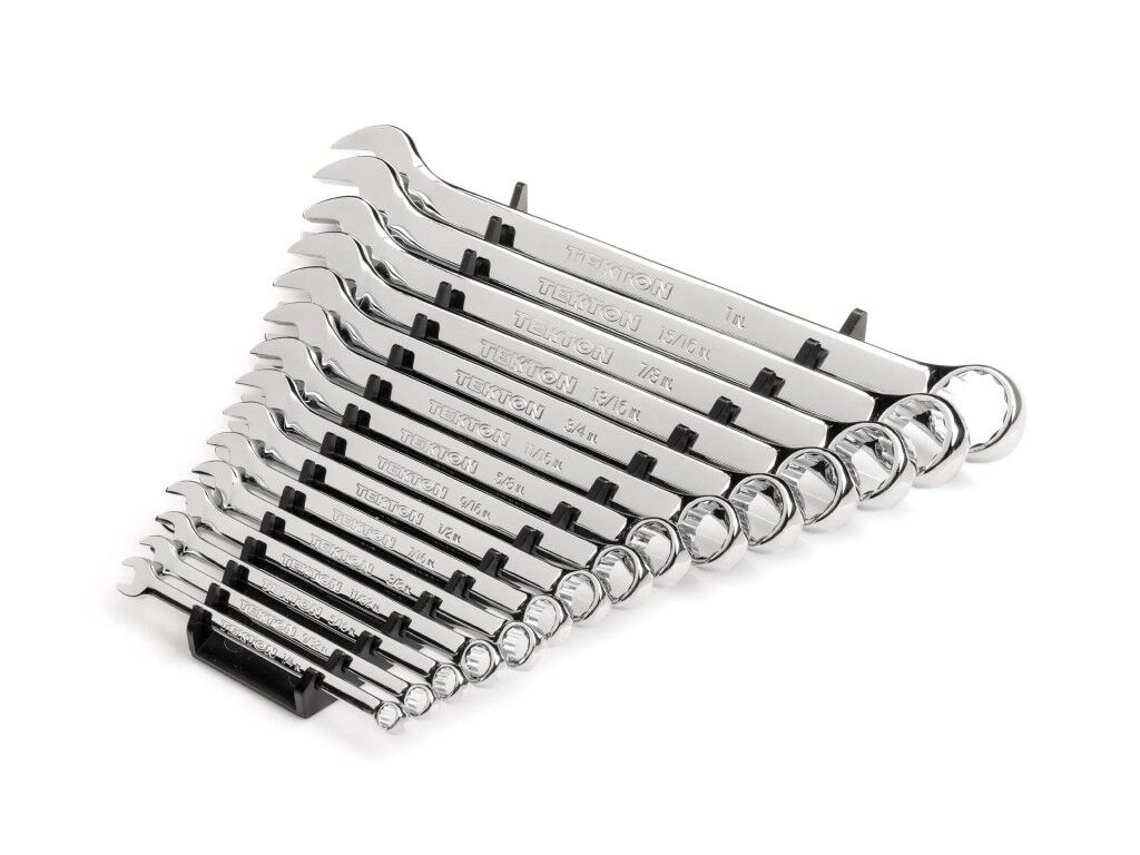 Tekton 1/4-1-In Combination Wrench Set with Rack, 15-Pc
