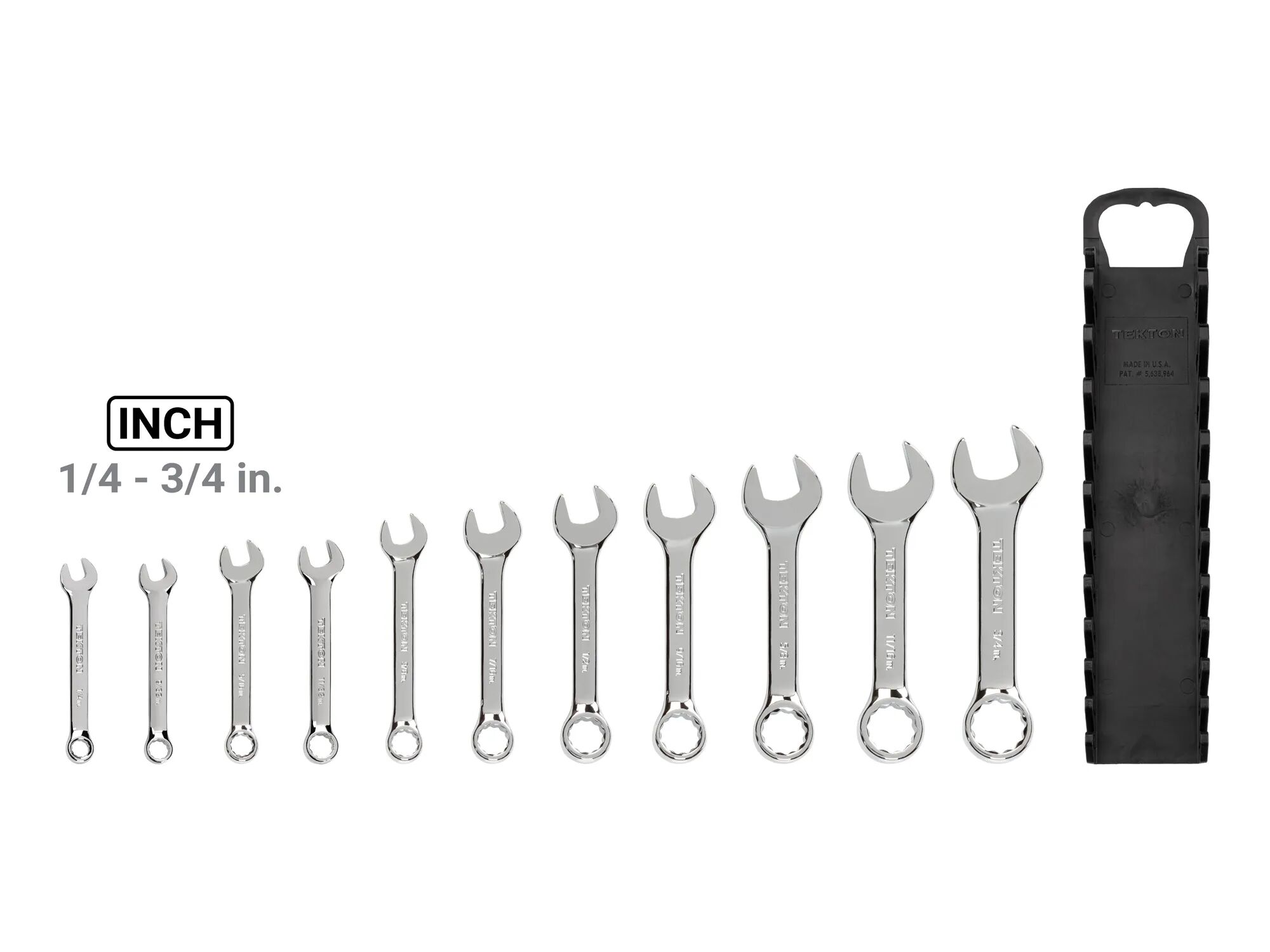 Tekton Stubby SAE Combination Wrench Set with Holder, 11-Pc