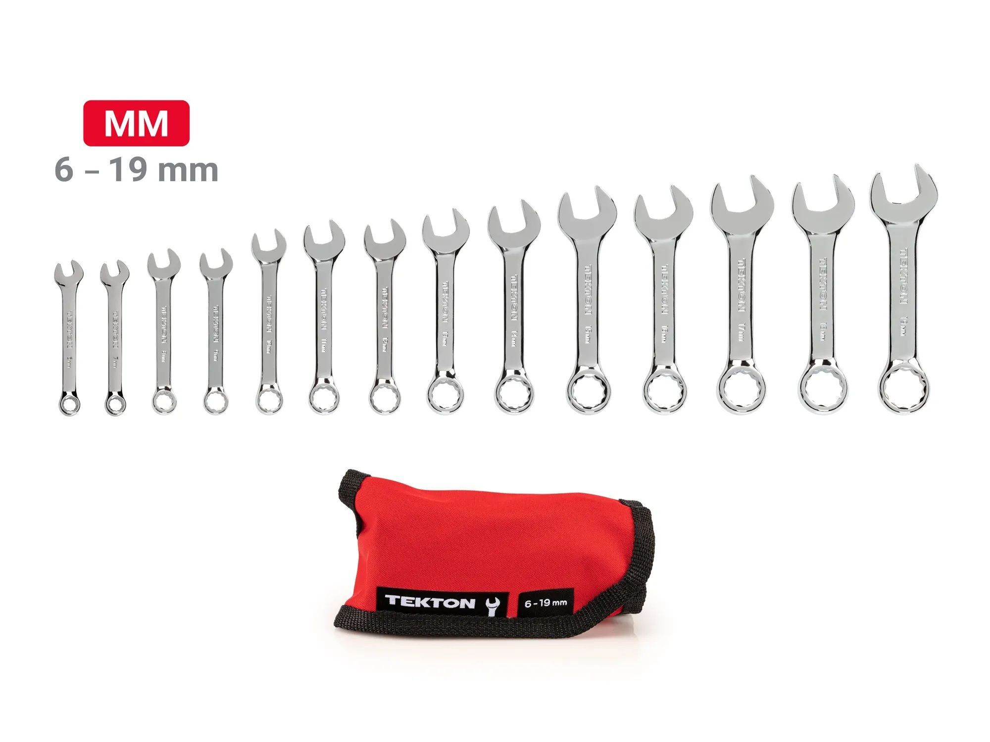 Stubby Combination Wrench Set with Pouch, 14-Pc