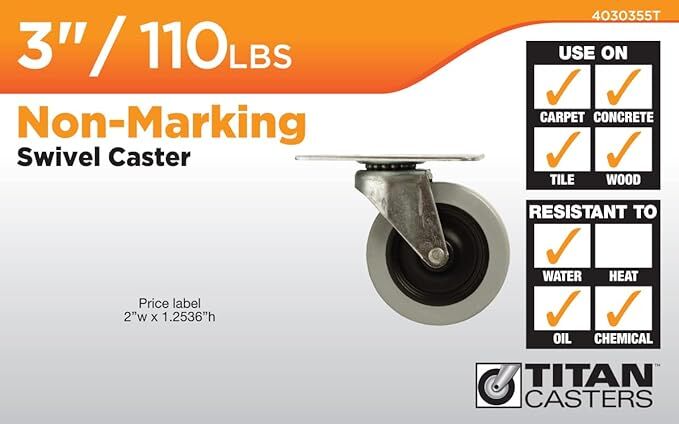 Precision Casters + Wheels 3-In Swivel Non-Marking TPR Caster