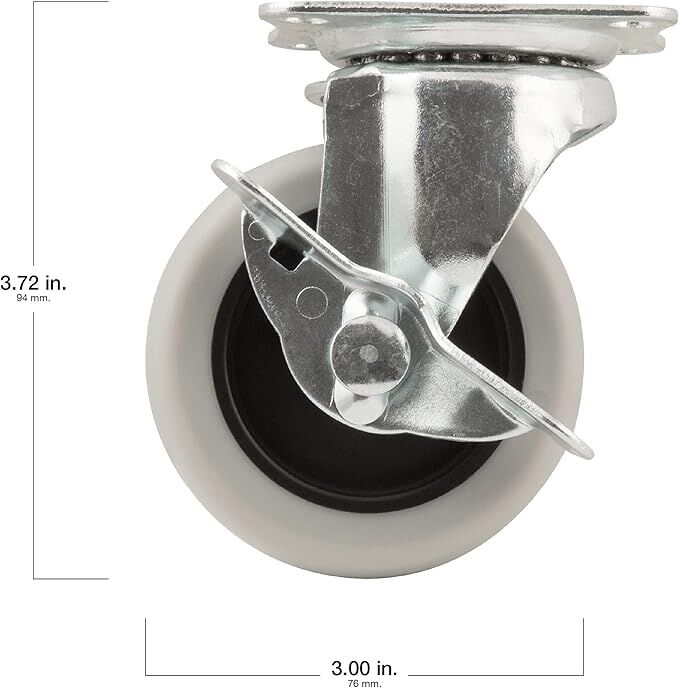Precision Casters + Wheels 3-In Swivel Plate Non-Marking TPR Caster With Brake