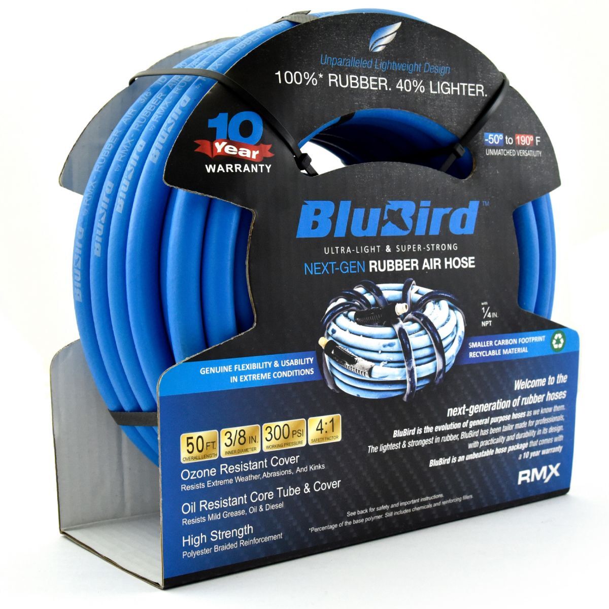 BluBird Rubber Air Hose Assembly, 3/8-In X 50-FT