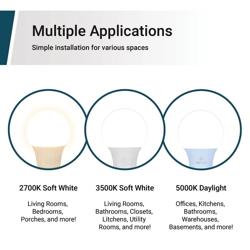 GT-Lite 1500 Lumen LED A19 Bulb, 15-Watt, 100-Watt Equivalent E26, 3500K Bright White, 16-Pk