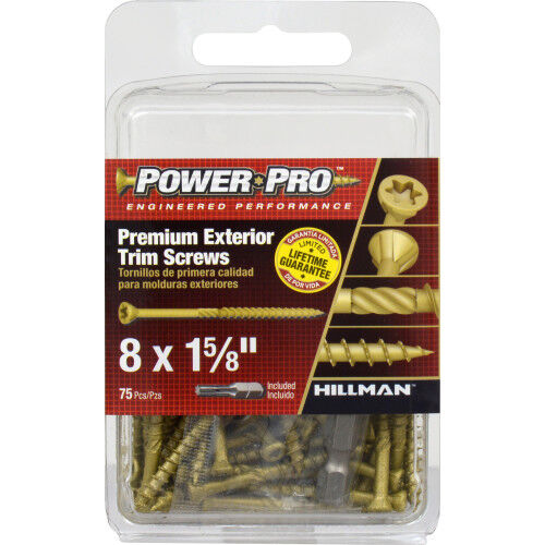 Hillman Power Pro Premium Exterior Trim Screws, #8 X 1-5/8-In, 75-Pc