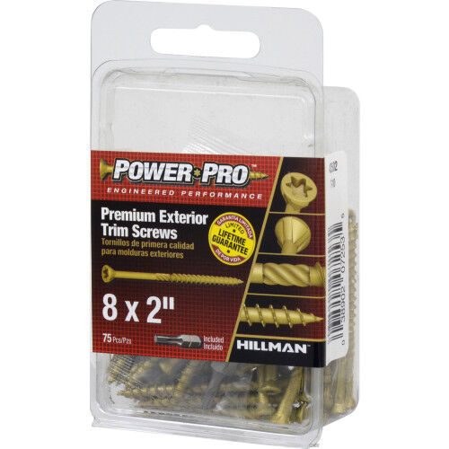 Hillman Power Pro Premium Exterior Trim Screws, #8 X 2-In, 75-Pc