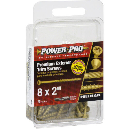 Hillman Power Pro Premium Exterior Trim Screws, #8 X 2-In, 75-Pc