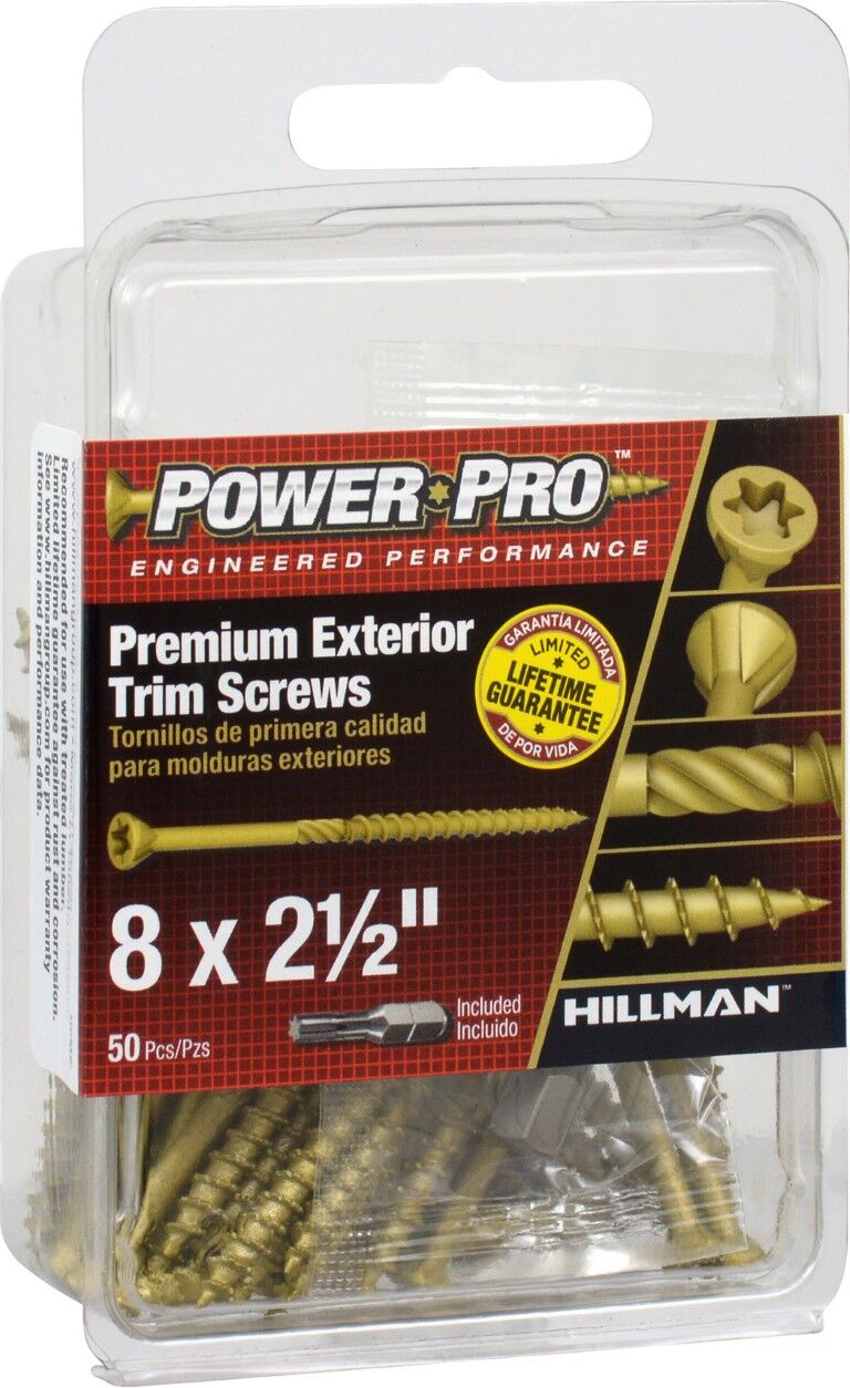 Hillman Power Pro Premium Exterior Trim Screws, #8 x 2 1/2-In, 50-Pc