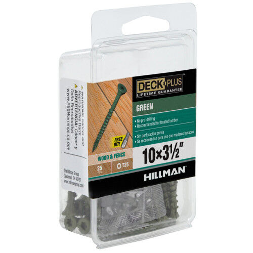 Hillman Deck Plus Green Deck Screws, #10 X 3-1/2 In