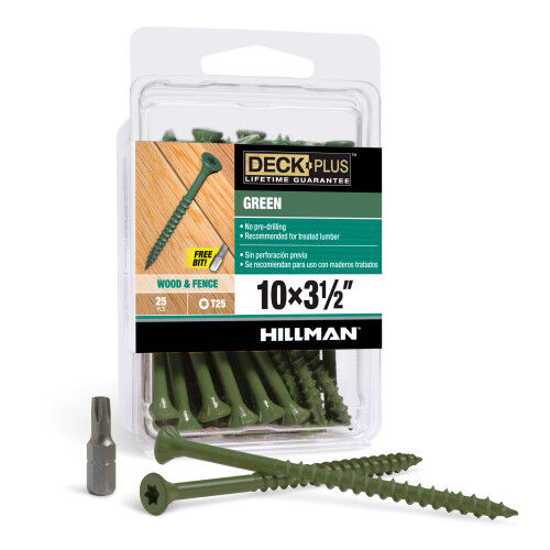 Hillman Deck Plus Green Deck Screws, #10 X 3-1/2 In
