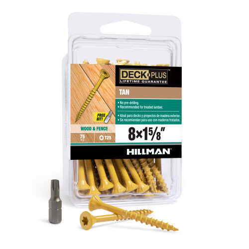 Hillman Deck Plus Tan Deck Screws, #8 x 1-5/8-In, 75-Pk