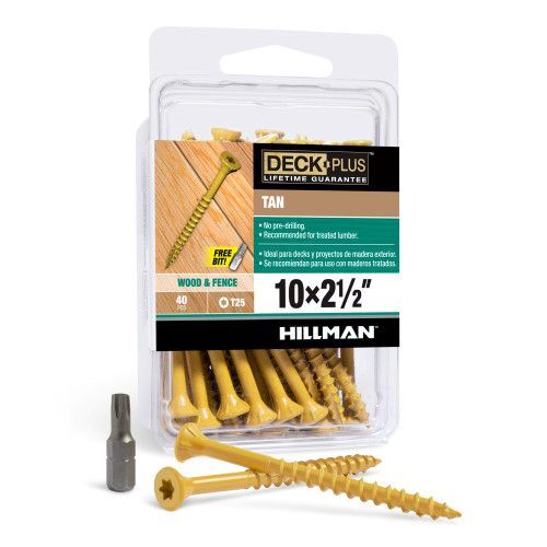 Hillman Deck Plus Tan Deck Screws, #10 x 2-1/2-In, 40-Pk