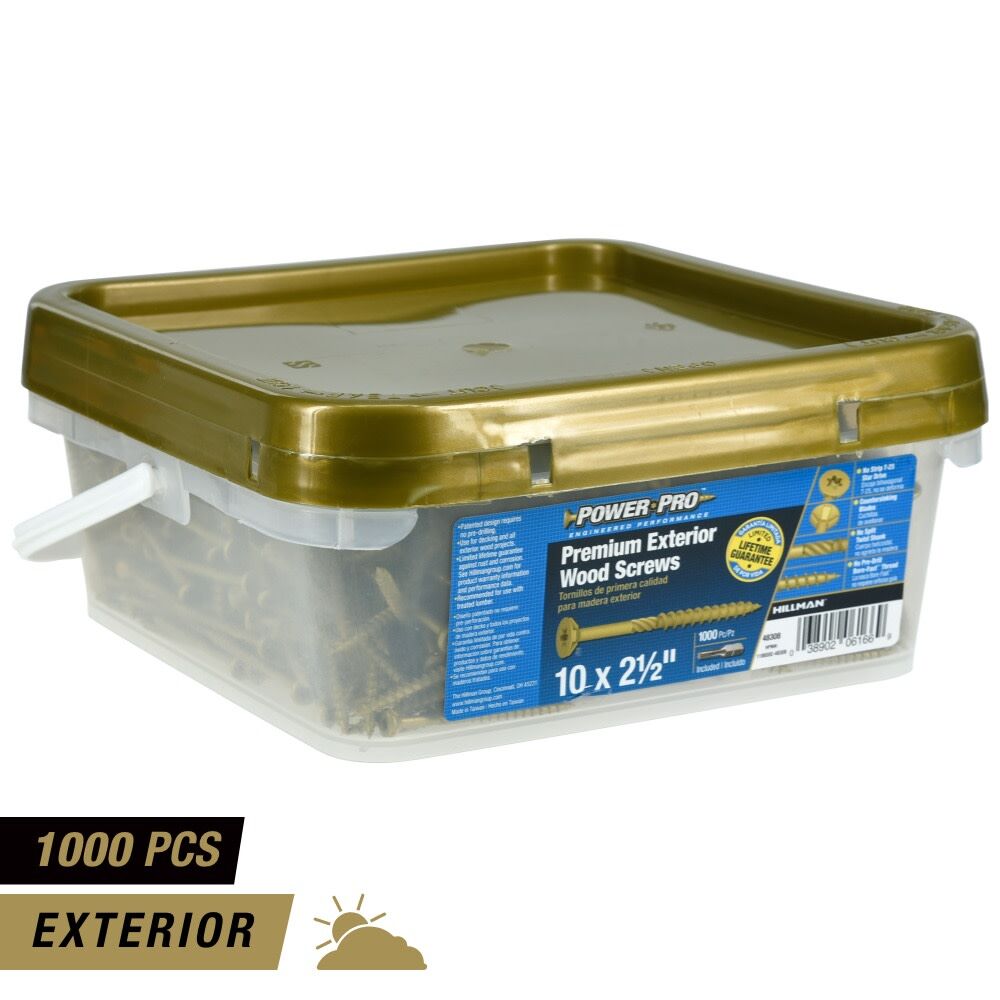 Hillman Power Pro Premium Exterior Wood Screws, #10 x 2 1/2-In, 1000-Pc