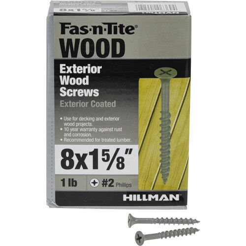 Hillman Fas-N-Tite Exterior Coated Wood Screws, #8 x 1-5/8-In, 150-Pk