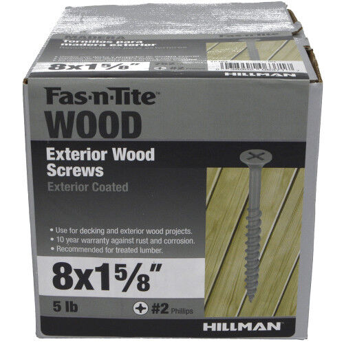 Hillman Fas-N-Tite Exterior Coated Wood Screws, #8 x 1 5/8-In, 5-Lb