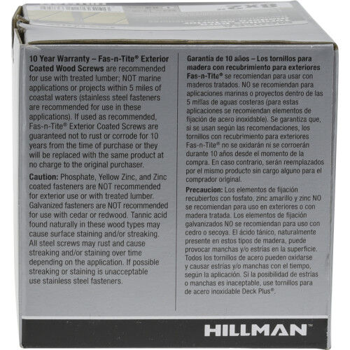 Hillman Fas-N-Tite Exterior Coated Wood Screws, #8 x 2-In, 5-Lb