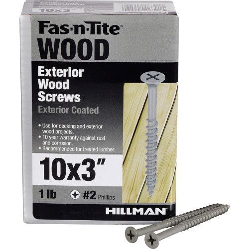 Hillman Fas-N-Tite Exterior Coated Wood Screws, #10 x 3-In, 59-Pk