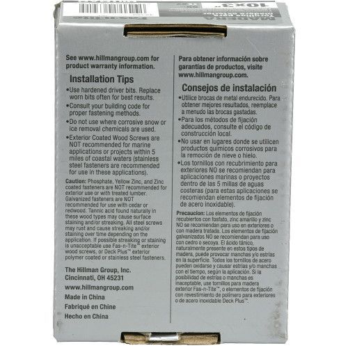 Hillman Fas-N-Tite Exterior Coated Wood Screws, #10 x 3-In, 59-Pk