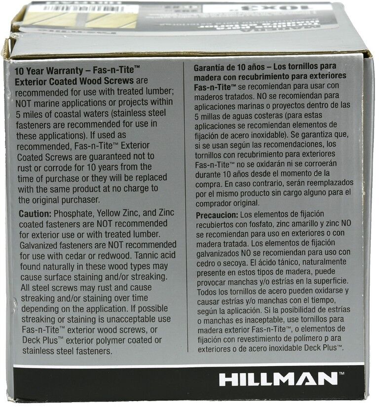 Hillman Fas-N-Tite Exterior Coated Wood Screws, #10 x 3-In, 5-Lb