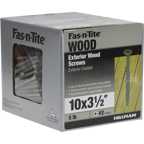 Hillman Fas-N-Tite Exterior Coated Wood Screws, #10 X 3-1/2-In, 5-Lb Box