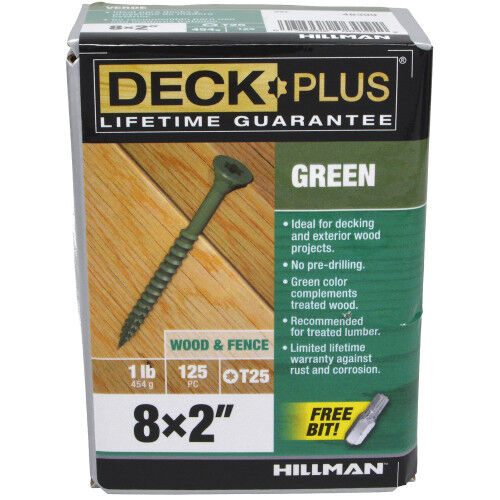 Hillman Deck Plus Green Deck Screws, #8 X 2-In, 1-Lb Box