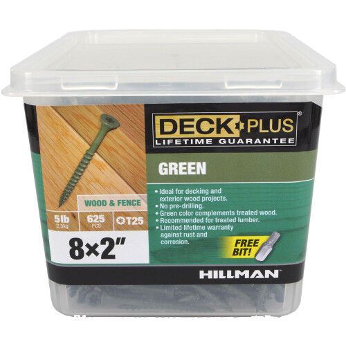 Hillman Deck Plus Green #8 X 2-In Deck Screws, 5-Lb