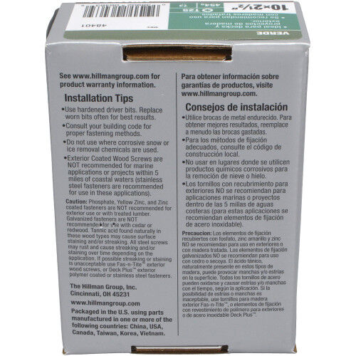 Hillman Deck Plus Green Deck Screws, #10 x 2 1/2-In, 1-Lb