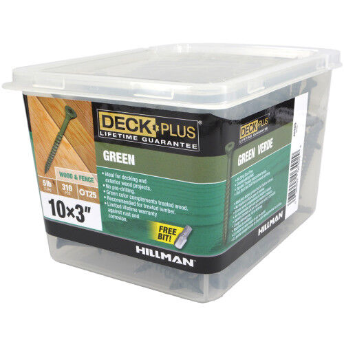 Hillman Deck Plus Green Deck Screws, #10 X 3-In, 5-Lb