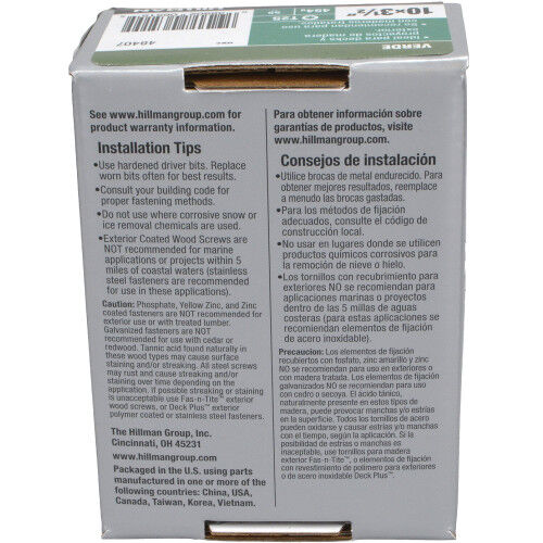 Hillman Deck Plus Green Deck Screws, #10 X 3-1/2 In, 1-Lb Box