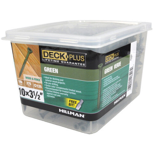 Hillman Deck Plus #10 X 3 1/2-In Green Deck Screws, 5-Lb